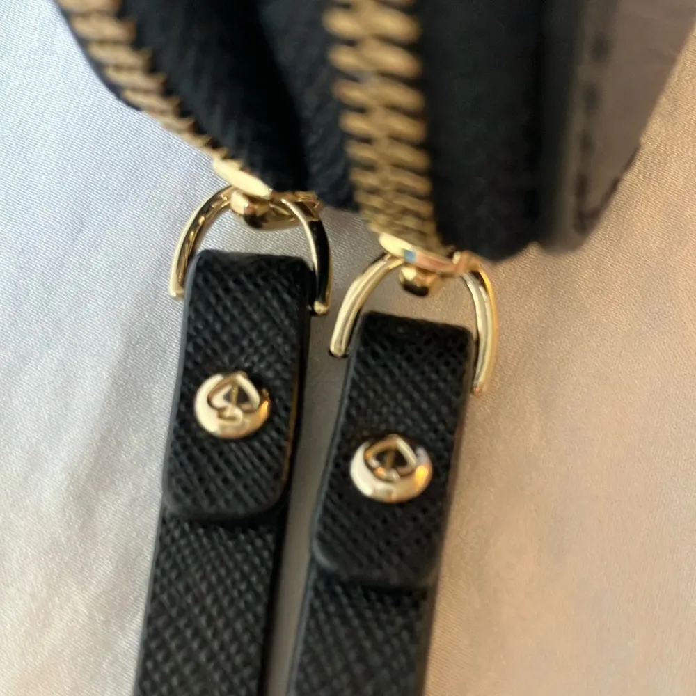 Kate Spade: Mini Black Leather Wallet- Gold Tone - Image 12