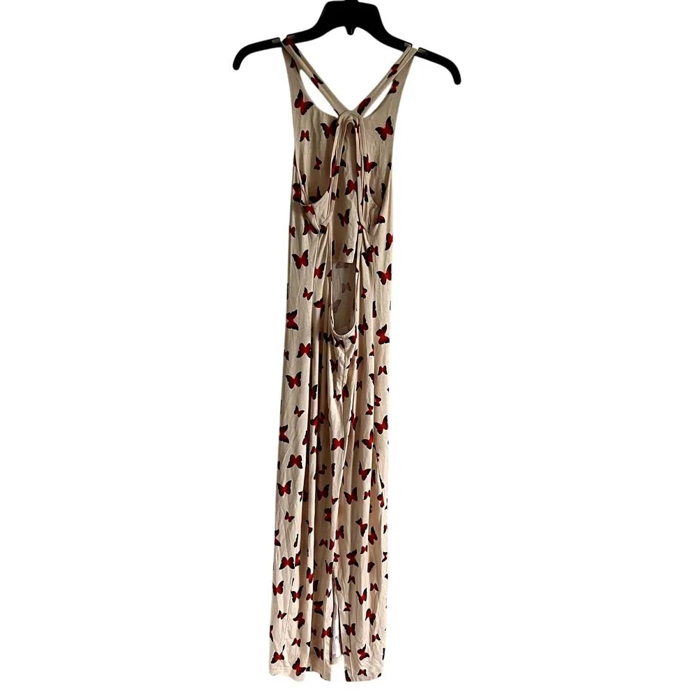 Musier Paris Womens Butterfly Orange Printed Open Back Maxi Dress size 34 XS C3 - Image 4
