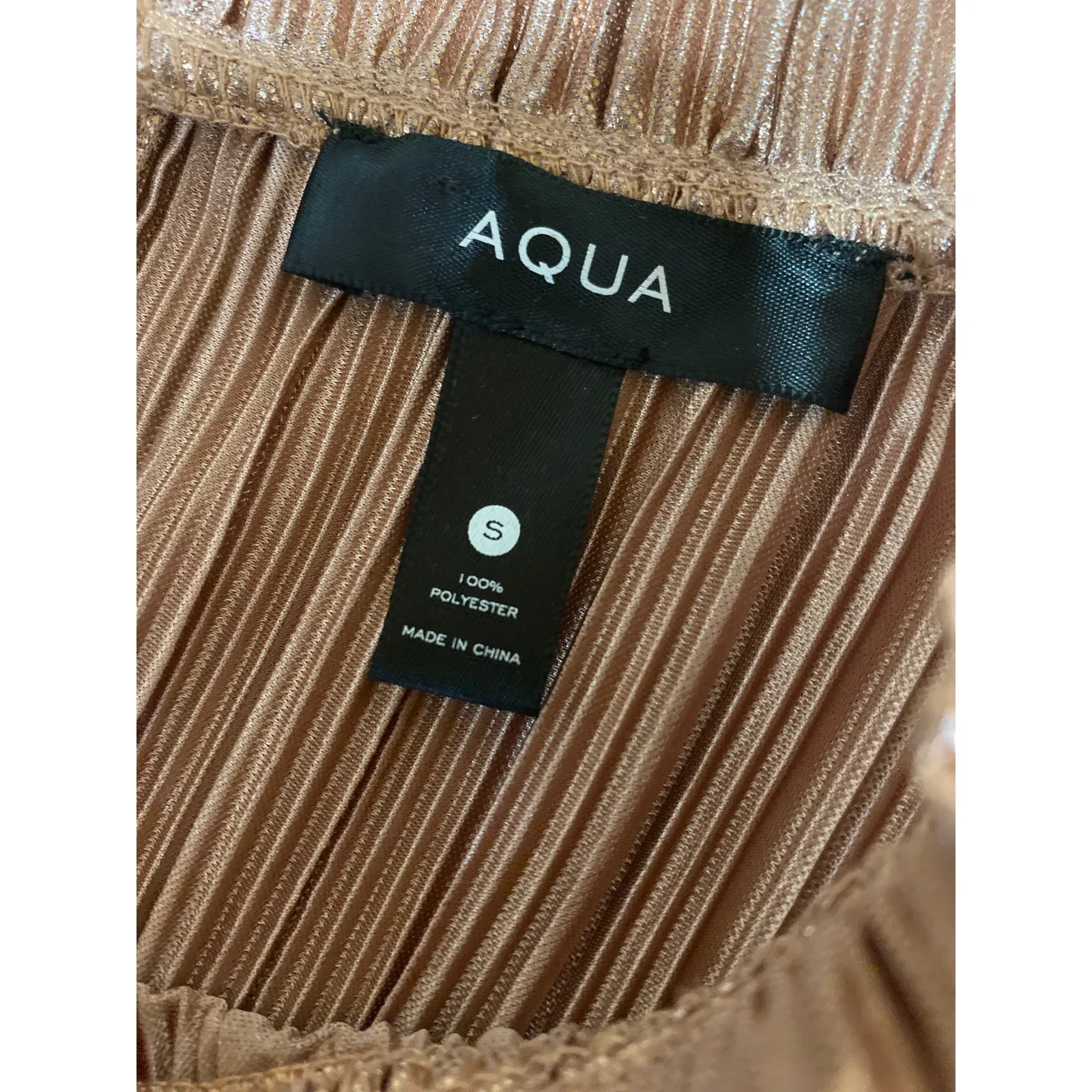 Aqua Womens Brown Ruffle Mock Neck Plisse Pleated Long Sleeve Blouse Top Size S - Image 3