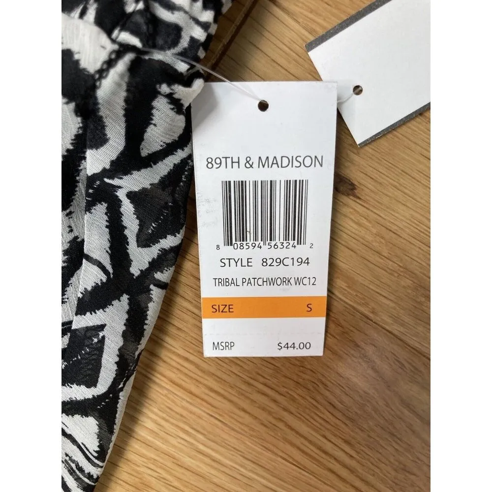 New 89th & Madison Print Maxi Skirt Womens Small Black White Tribal Patchwork - Image 4