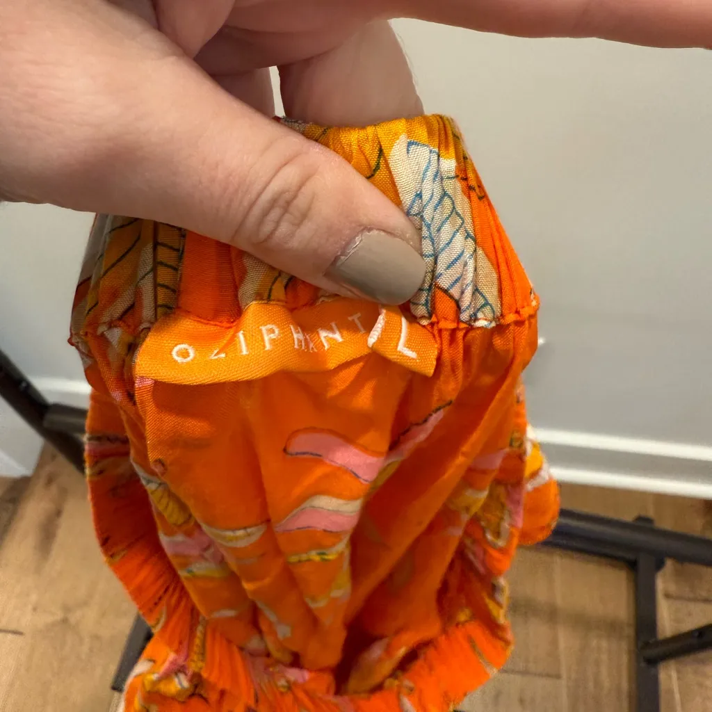 Oliphant Falling Leaves Maxi Dress Orange Size L - Image 4