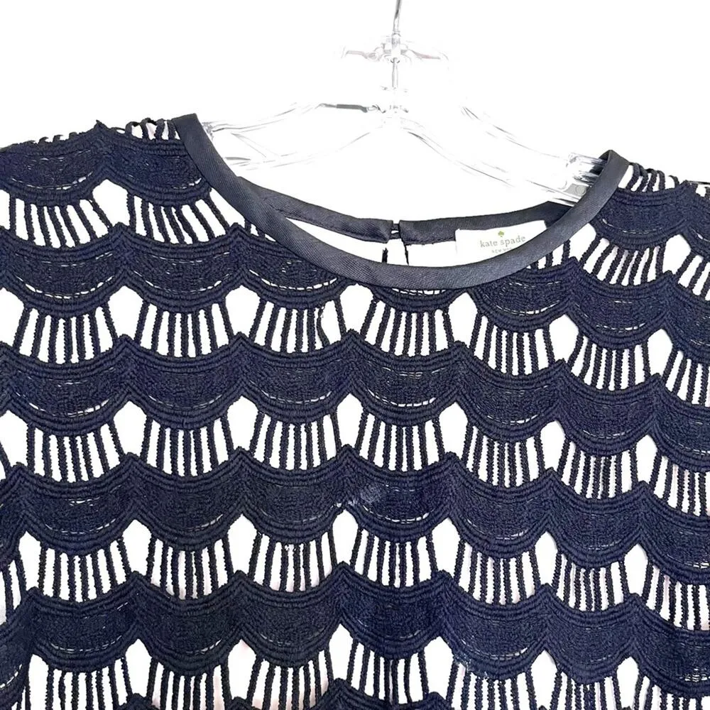 Kate Spade black cream scallop lace top size 10 - Image 7