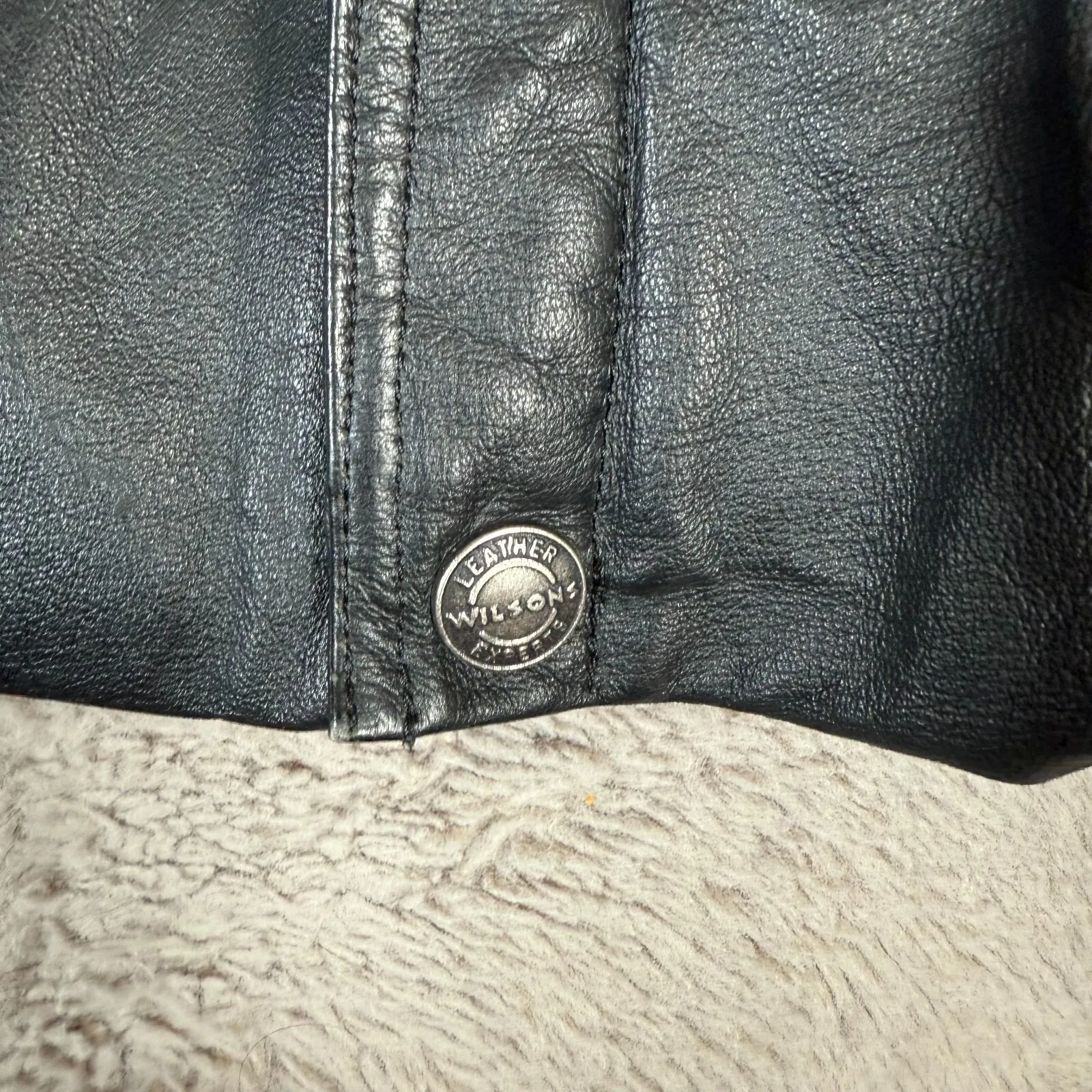 Vintage Wilson's Women's Mid Length Leather Waist Tie‎ Jacket Size L Moto Black Size L - Image 2