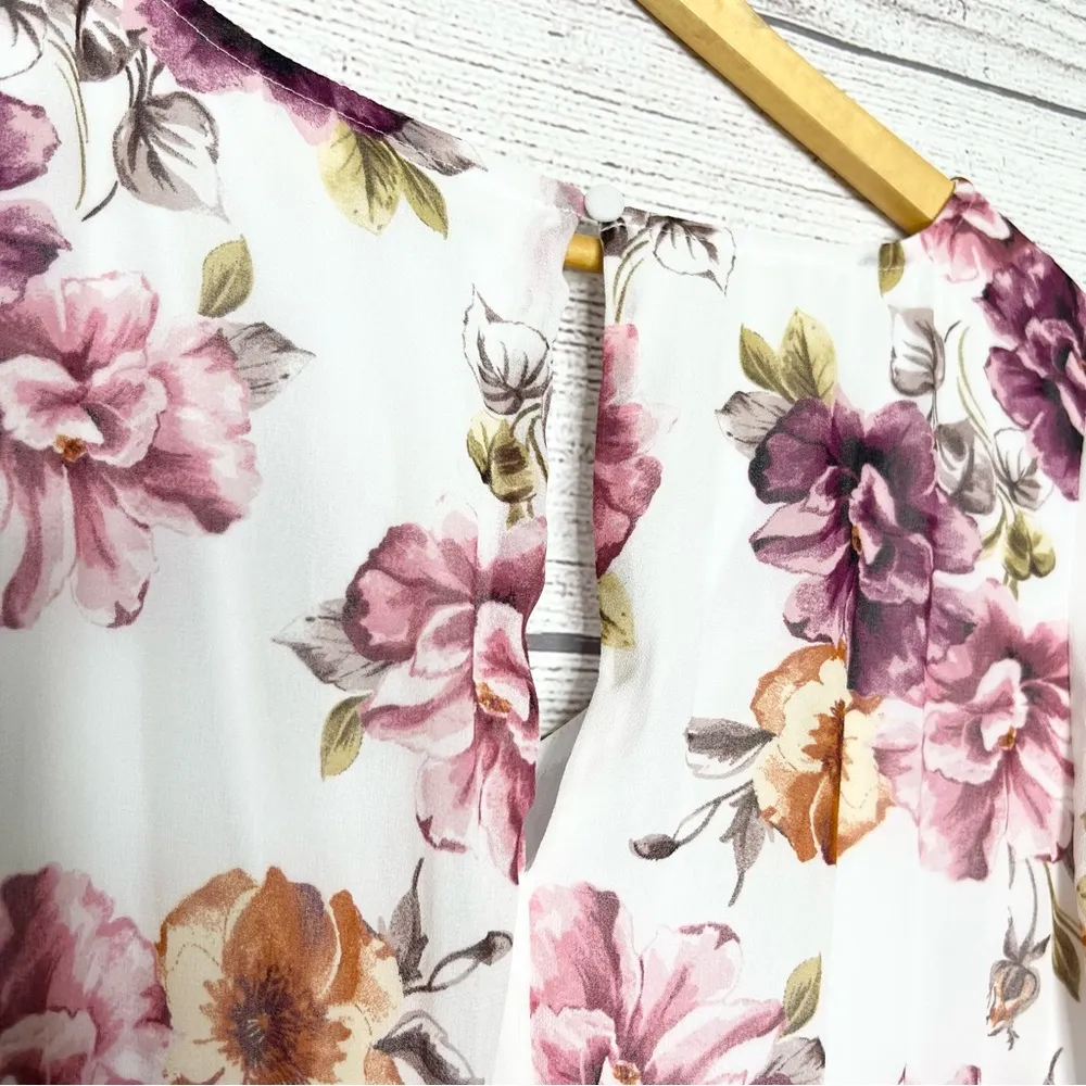 NWT Torrid Ivory White & Pink Floral Chiffon Skater Dress Size 1X - Image 9