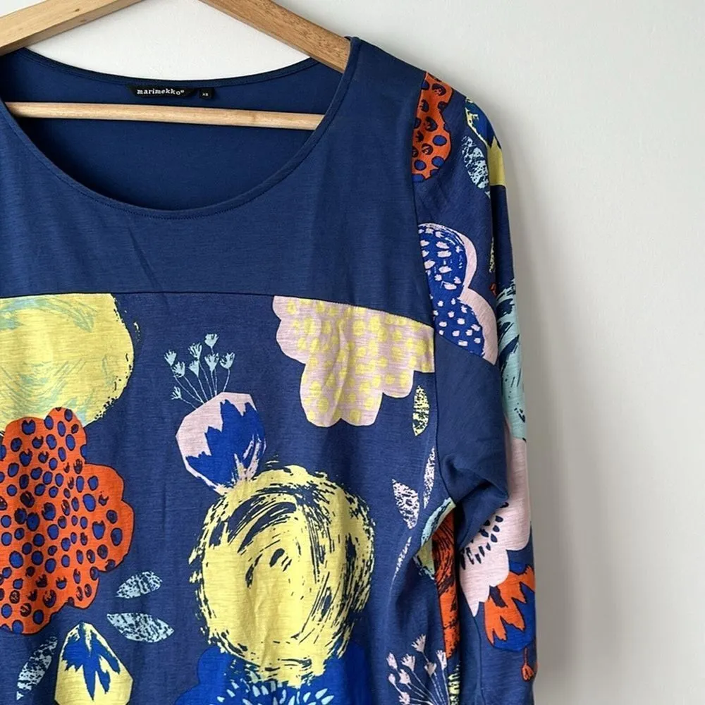 Marimekko Tricot Tunic‎ Multi Print Floral Blue Size XS - Image 5