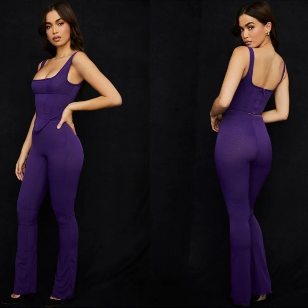 NWOT House Of CB Erin Purple Mesh Trousers Pants Sz M - Image 3