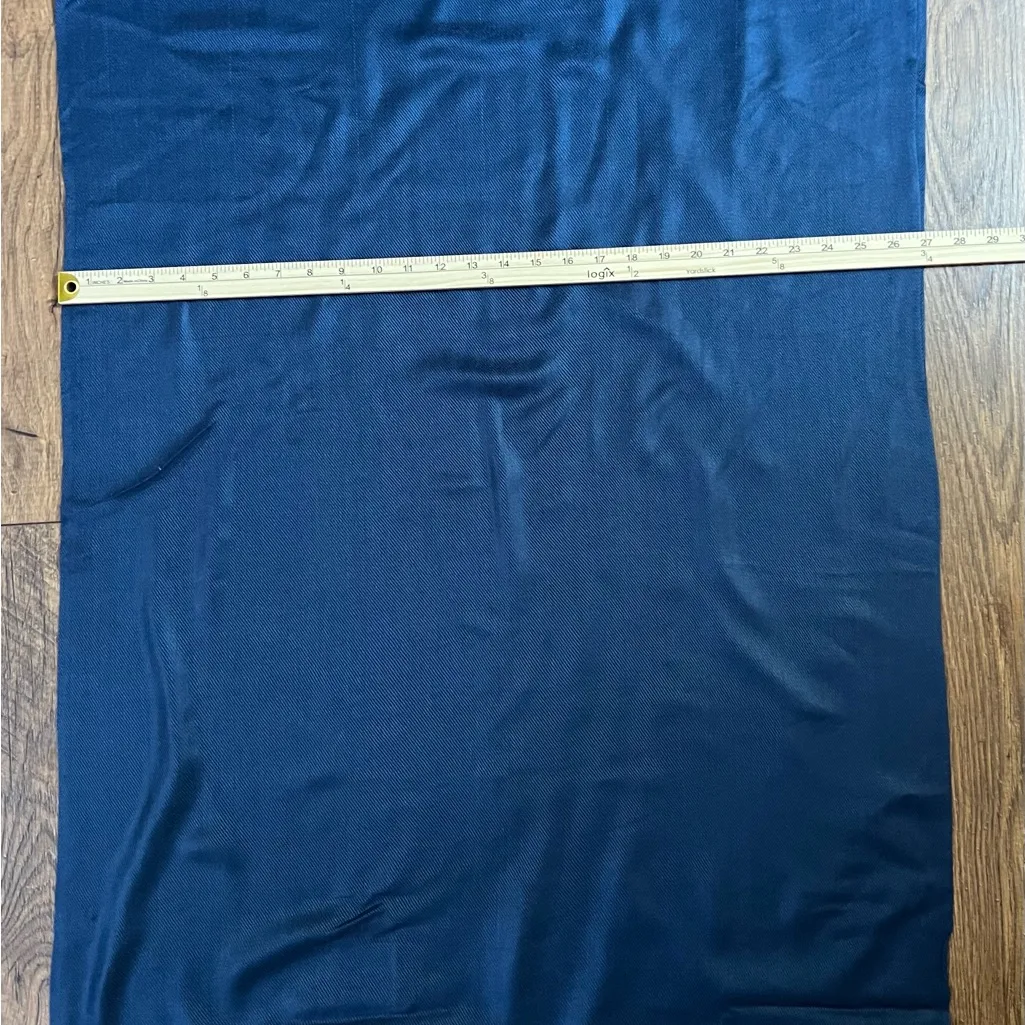 Navy blueshawl scarf with tasseled fringe edges 27”x70” Blue - Image 3