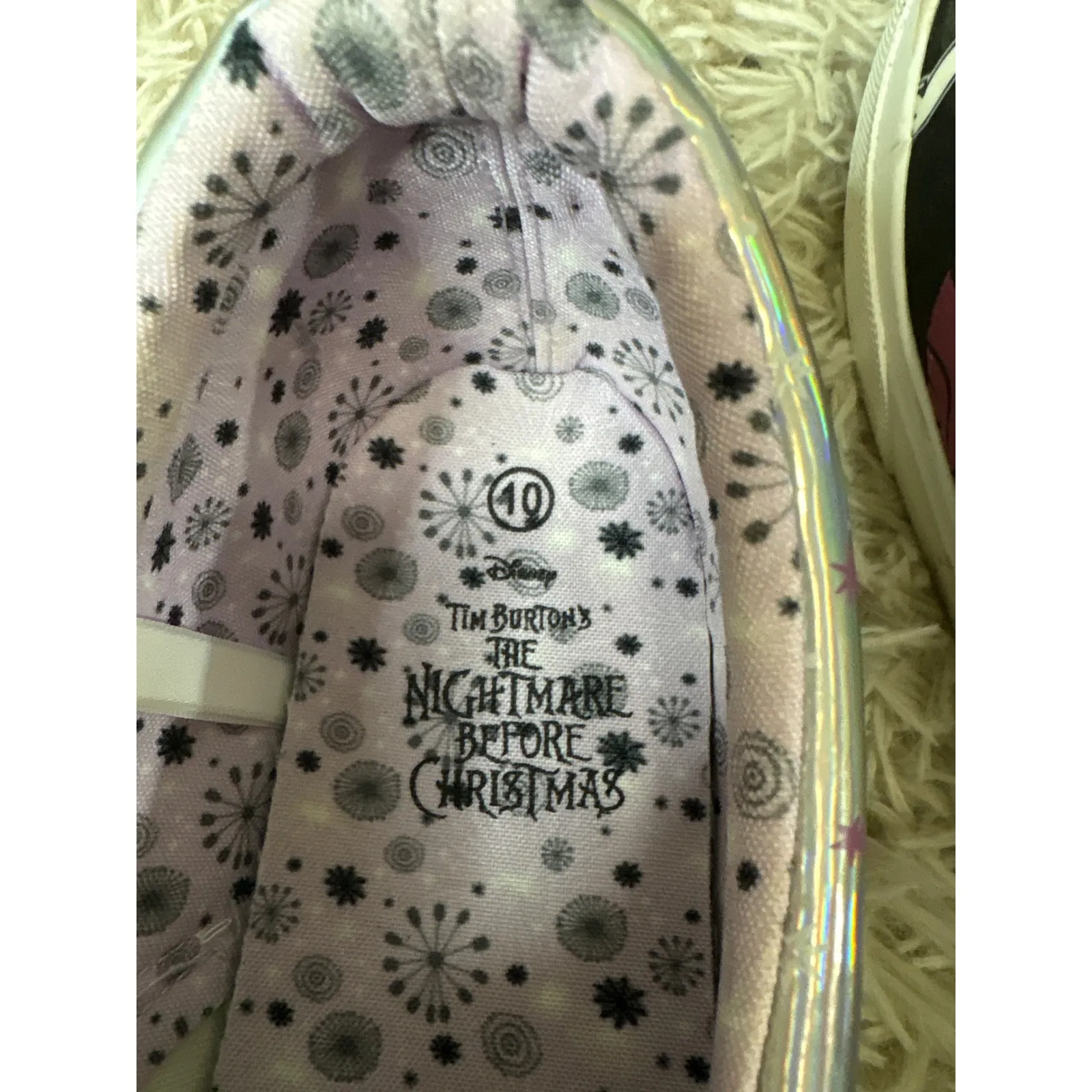 EUC Vans Nightmare Before Christmas Jack & Sally Slip On Shoe Women 10 Halloween Black - Image 10