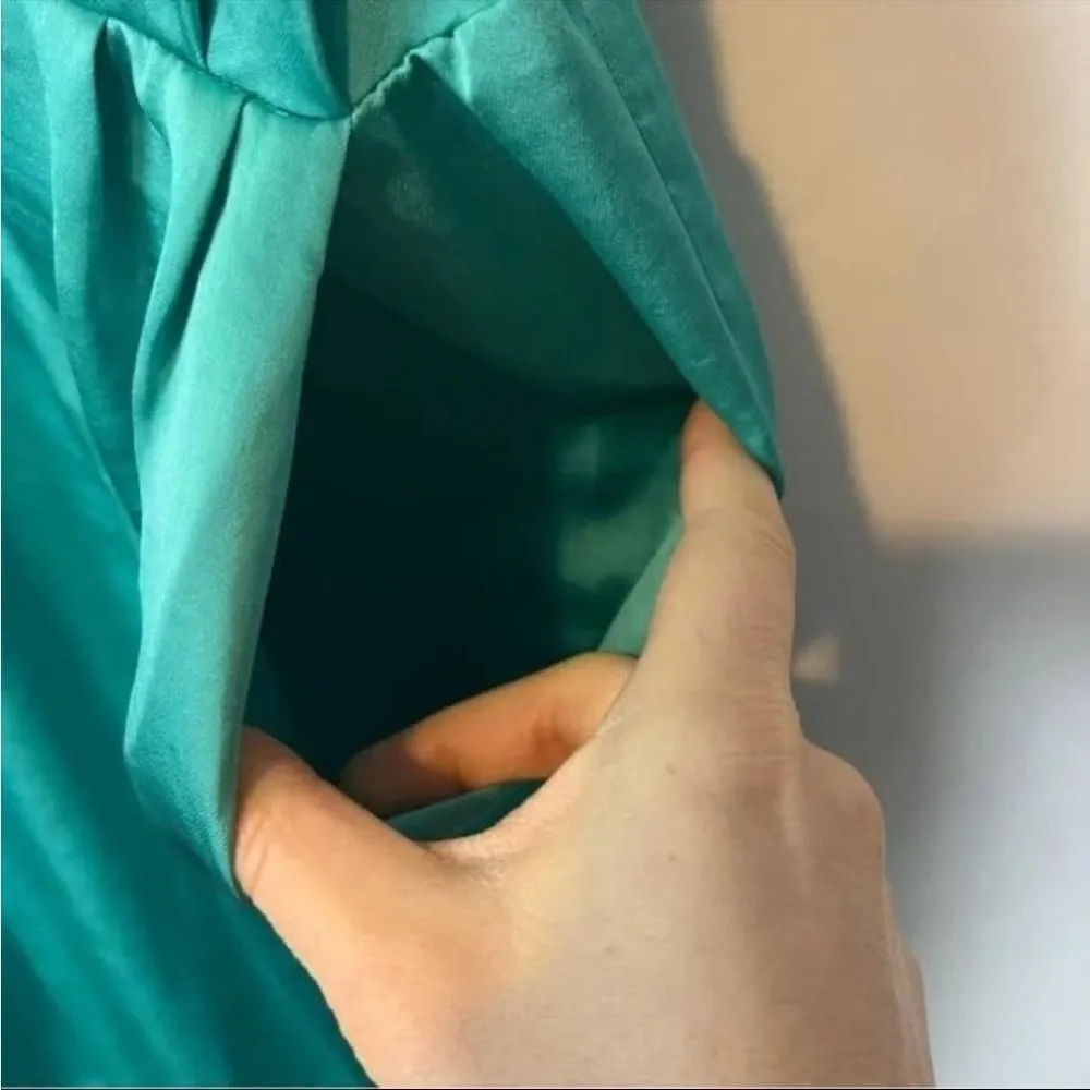 By Malene Birger green satin shirt sleeves mini dress XL Green - Image 8