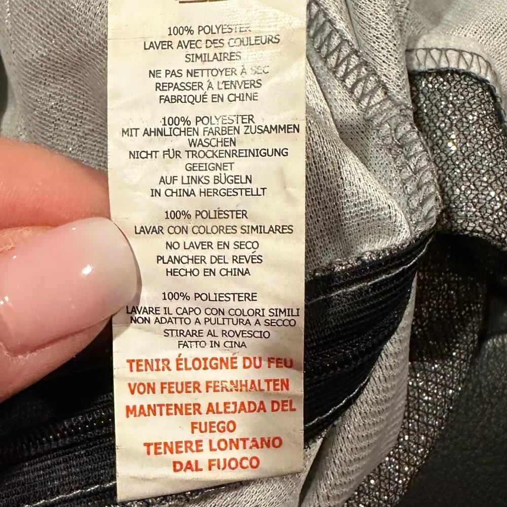 PRETTY LITTLE THING GLITTER SILVER METALLIC SHIMMER SPARKLY WIDE LEG PANTS L - Image 10