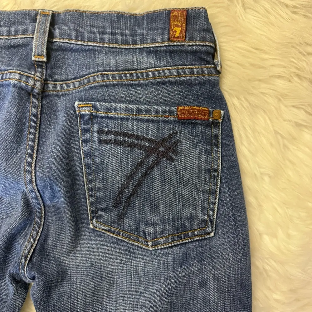 7 For All Mankind DOJO Jeans Size 28 Wide Leg Flare Dark Wash USA y2k - Image 4