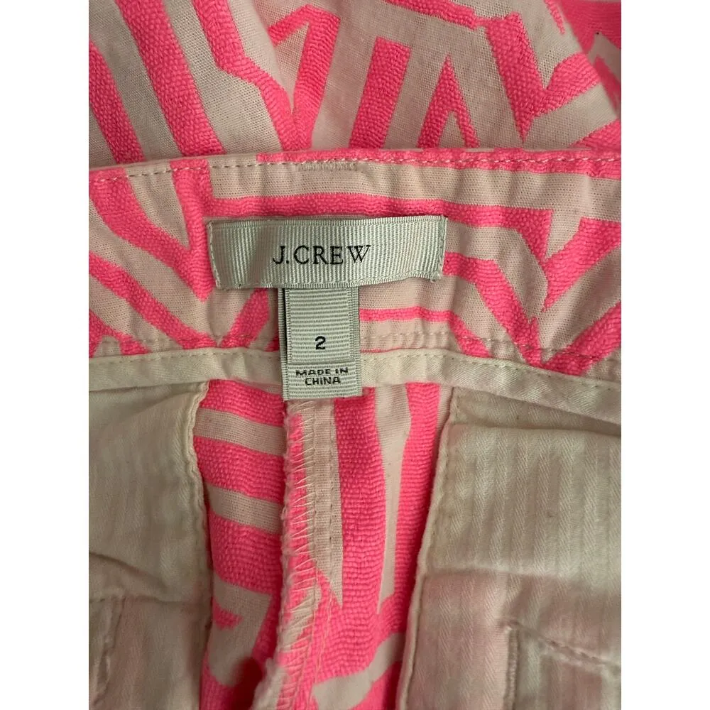 J.Crew Chino Tiki Stretch Shorts Mid Waisted Shorts 2 Neon Azalea Pink White - Image 9