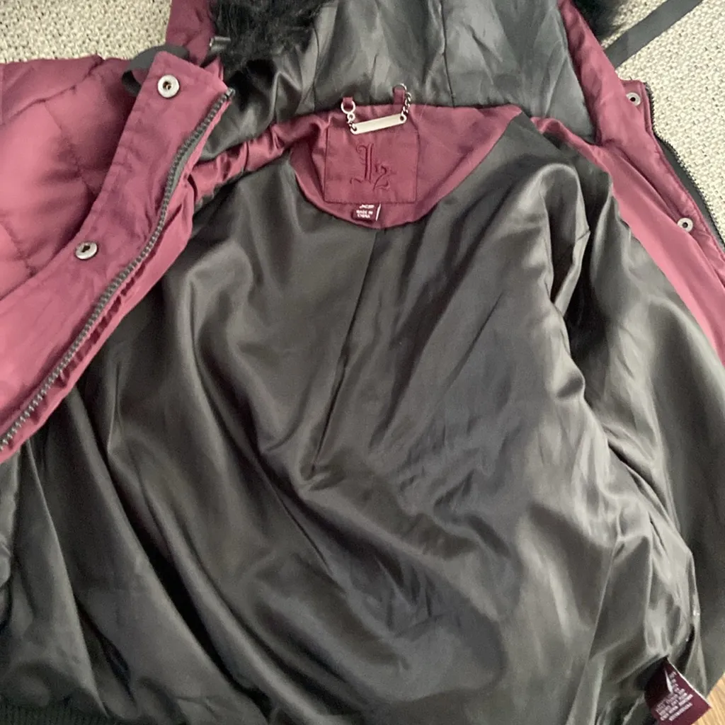 Jou Jou J2 Junior's Maroon Full Zip Winter Jacket Hood w/ Faux Fur Trim … Size undefined - Image 6