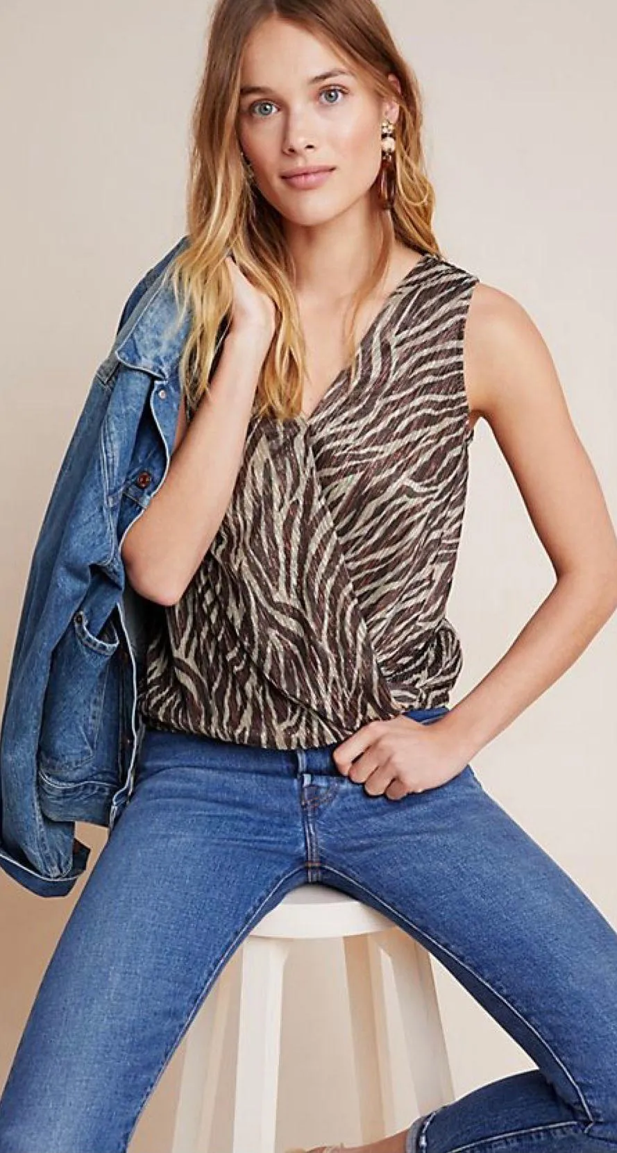 NWT $68  Brown Shimmer Kasi Leopard Top S - Image 3