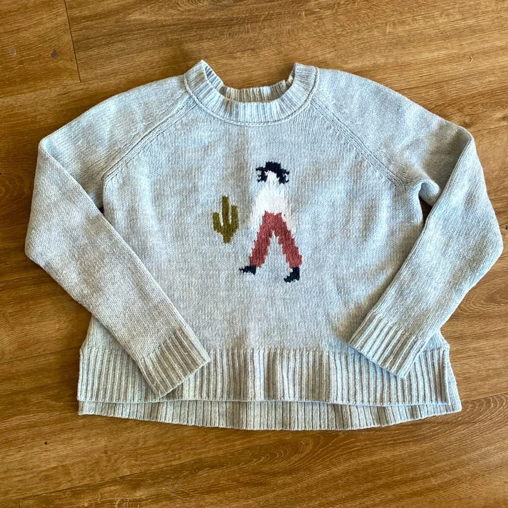 Madewell Merino Wool Blend Women's Sweater Small El Rancho Cropped Boxy Grey - Image 2