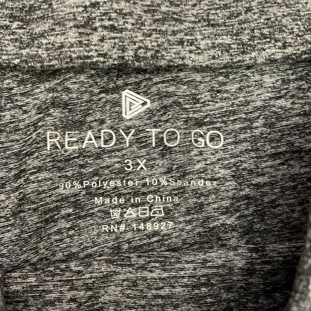 Heather Gray with Black Side Stripes & Trim Elastic Waist Shorts 3X - Image 3