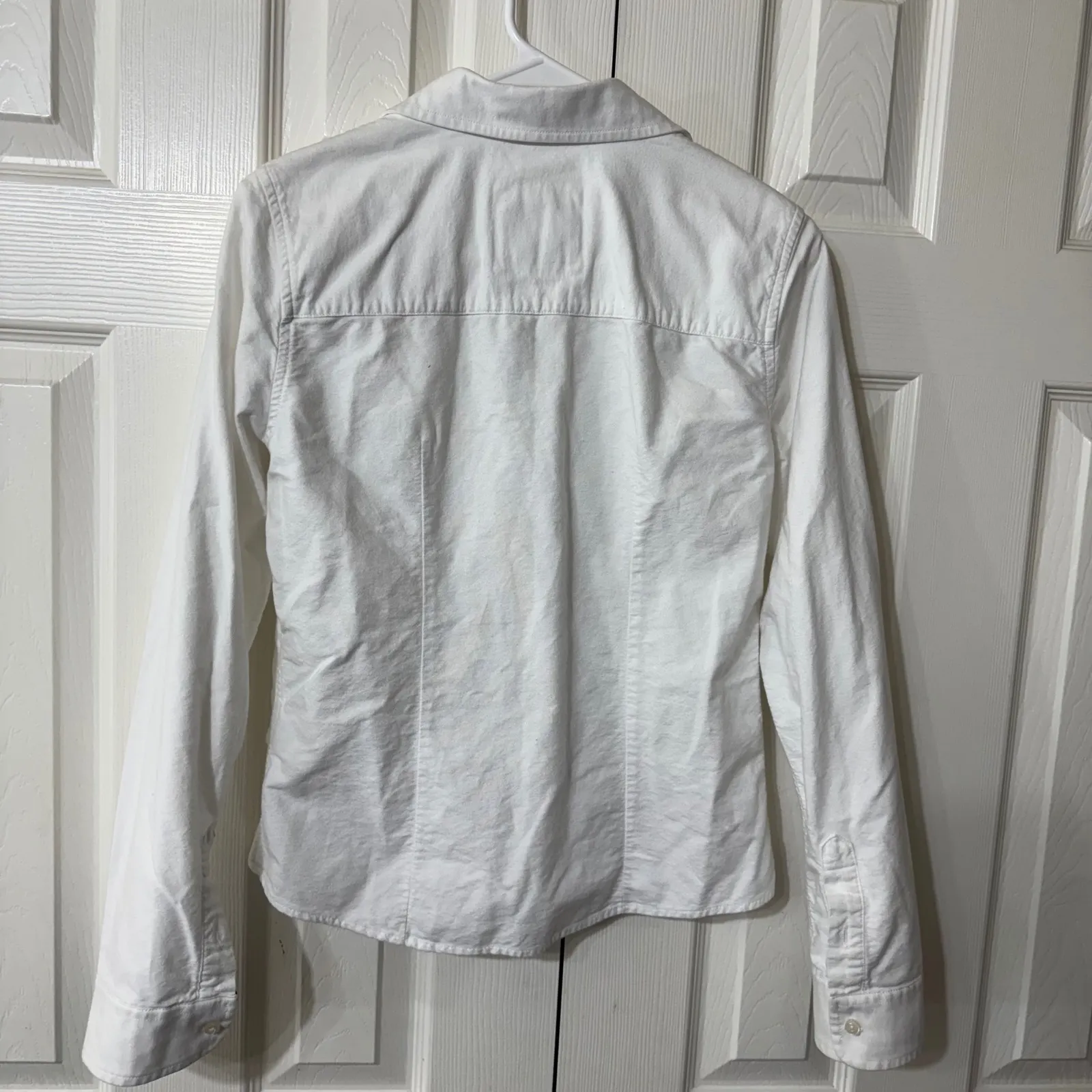 Y2K Abercrombie Fitch Classic White Button Down Shirt Embroidered Moose Logo M - Image 9