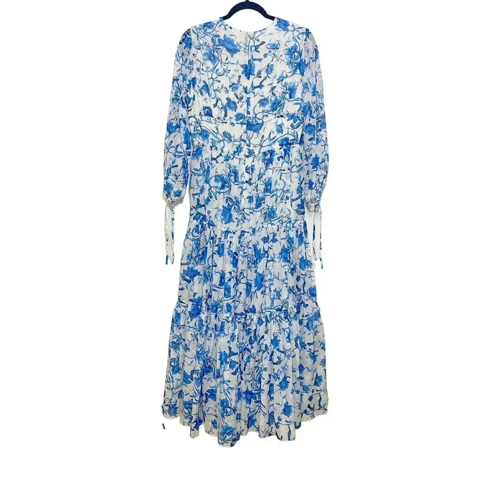 NWOT Borgo de Nor Faustine Floral Cotton Silk Voile Midi Dress - Image 8