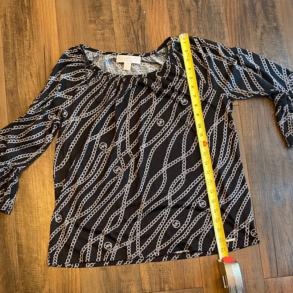 Michael Kors Navy Chain Pattern Blouse - Image 7