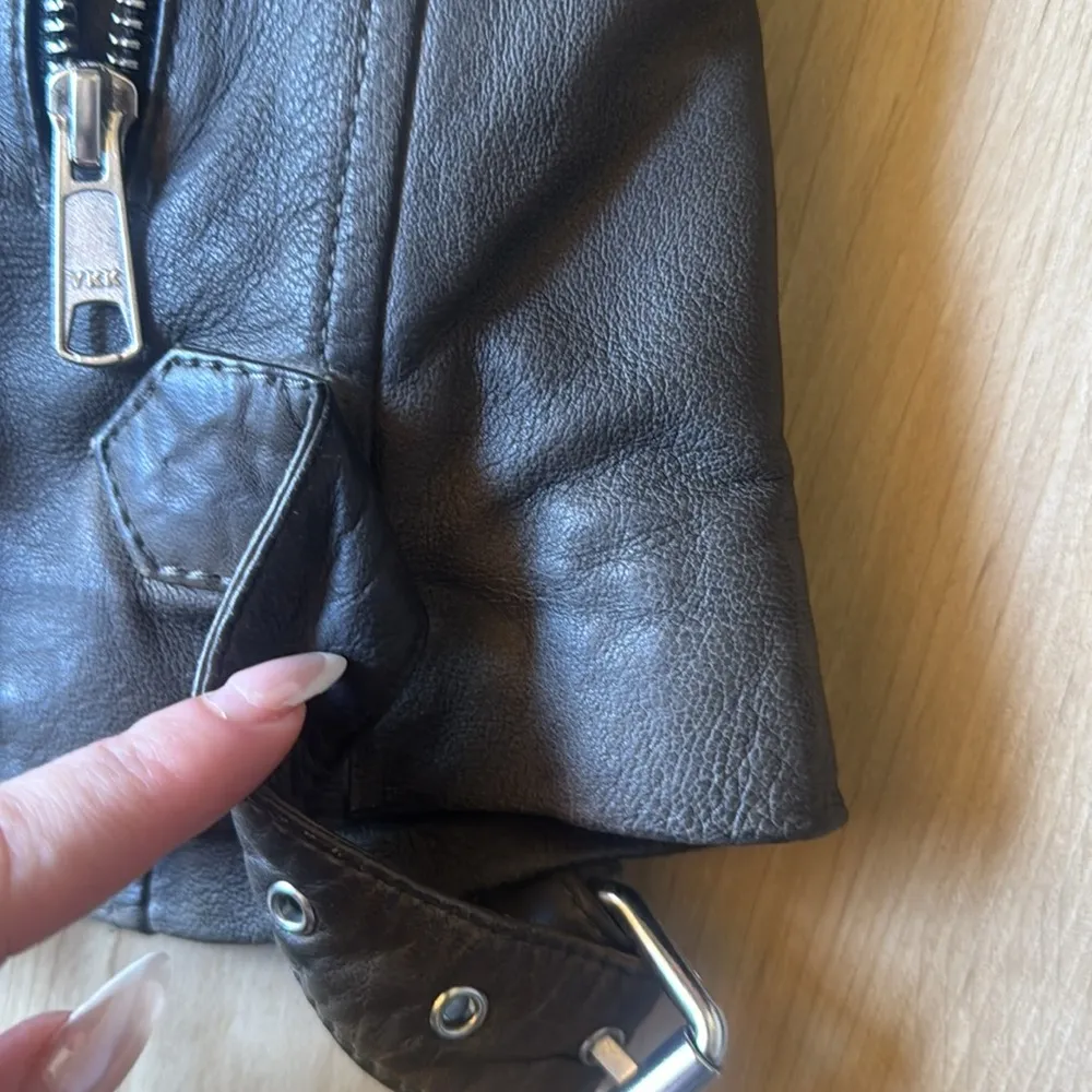 Whistles Brown Leather Moto Jacket Size 10 - Image 5