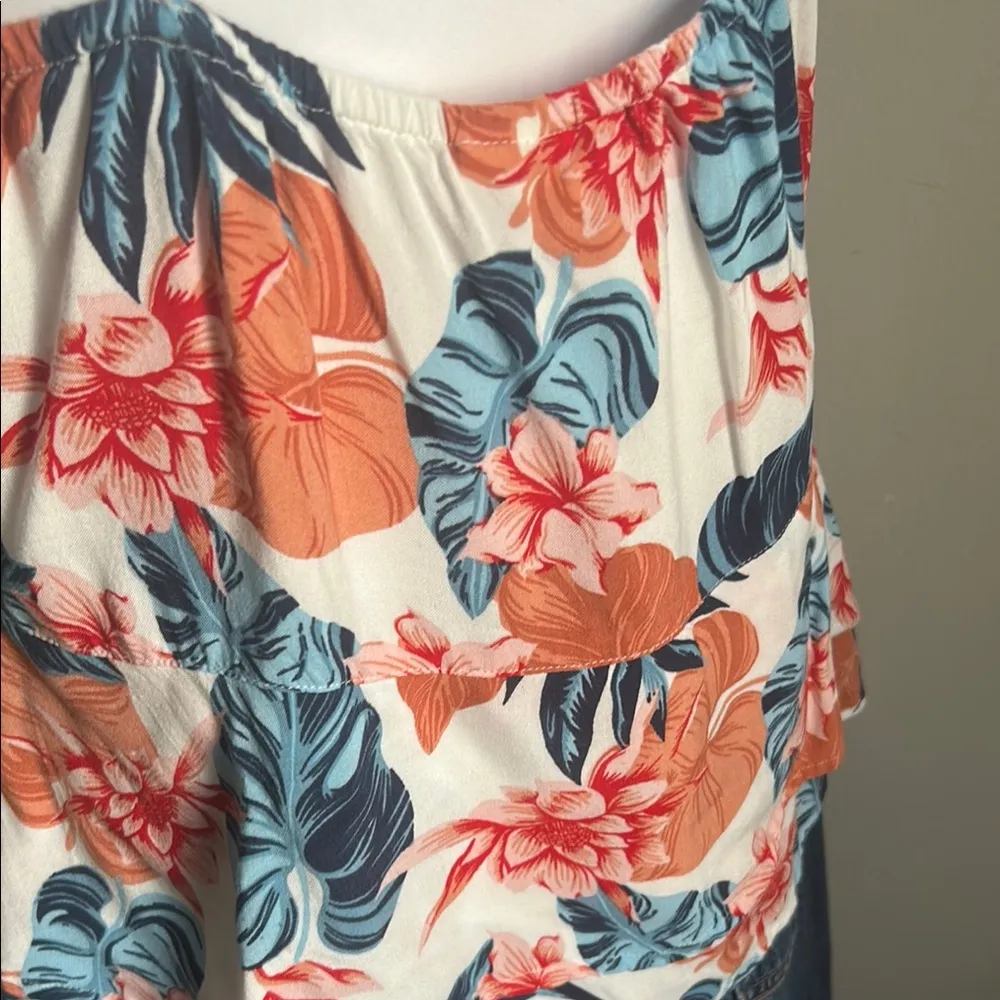 Roxy Tropical Floral Print Beachy Women's Ruffle Hem Tank Top - Image 5