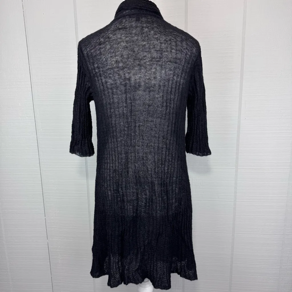 Elieen Fisher Black Gauze Lightweight Mohair Open Cardigan Duster Half Sleeve S - Image 4