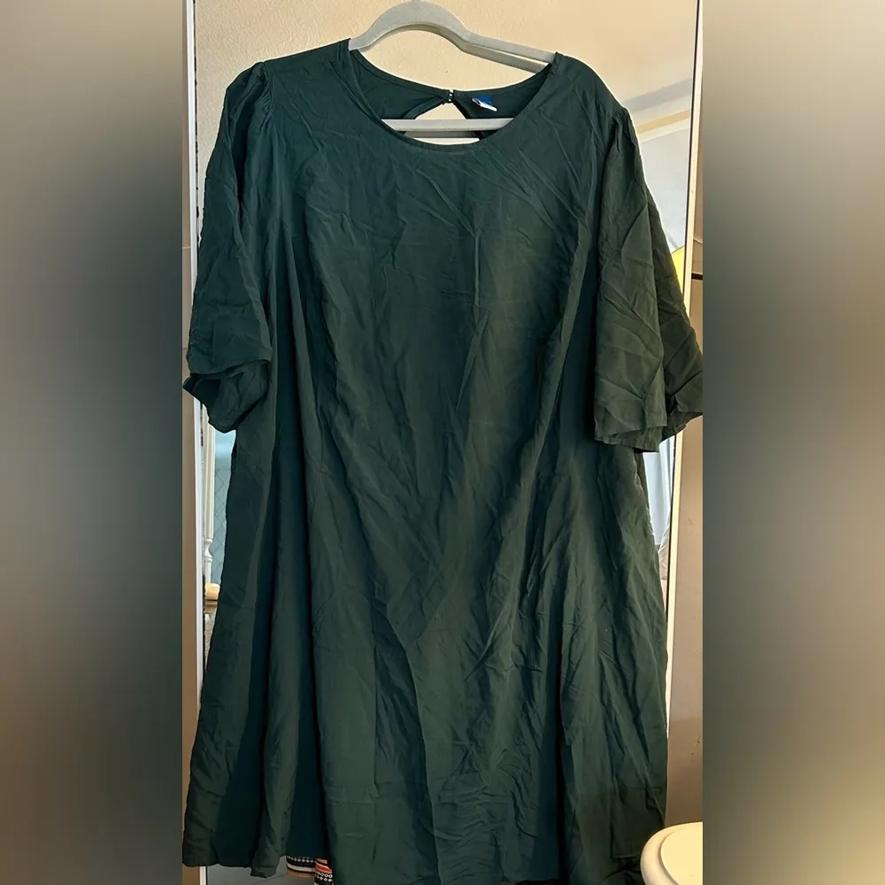 NEW Green Old Navy Fit & Flare Puff sleeve Smocked Mini Dress 4X - Image 2