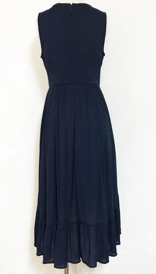 Embroidered Ruffle Bohemian High Low Dress Blue - Image 3