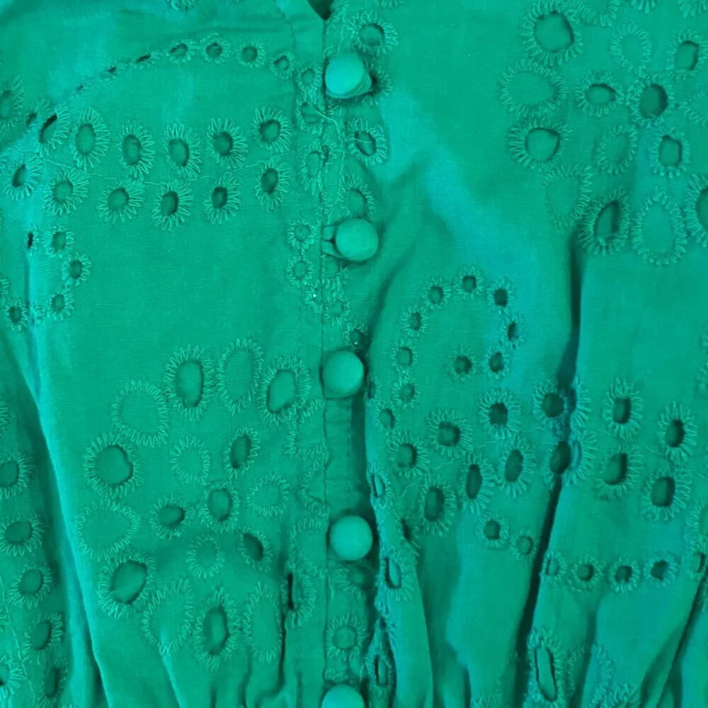 Sanctuary Women's Cotton Eyelet Button-Front Blouse Puff Sleeve Size XS - Image 8