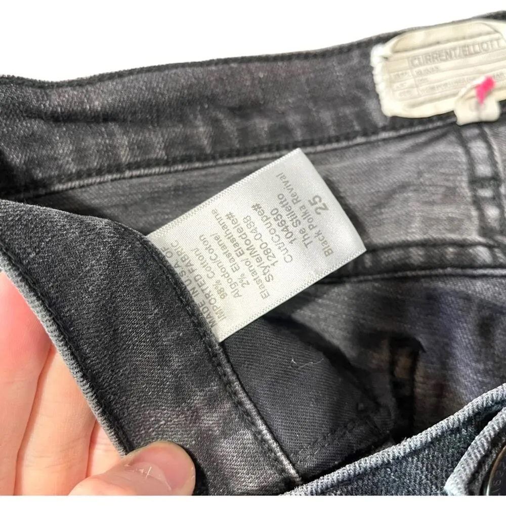 Current/Elliot Women's Black Polka Dot Mid Rise Cotton Skinny Jeans  Size 25-0 - Image 3
