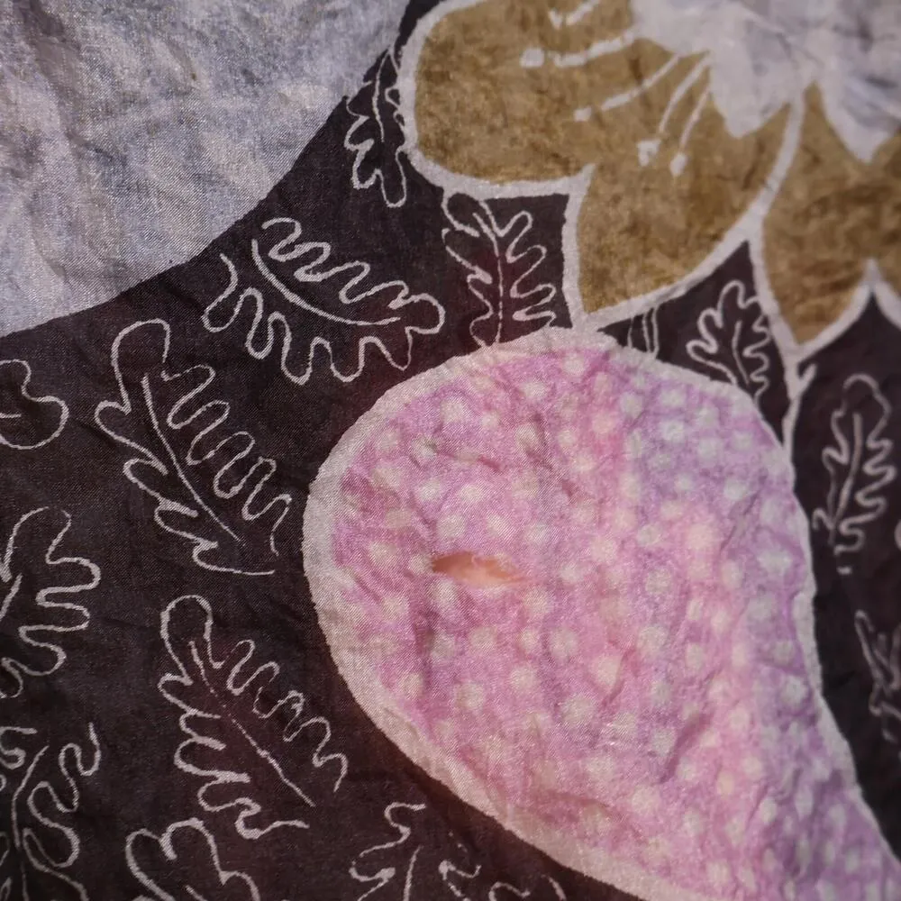 VTG Silk Paisley Flowers Artsy Boho Whimsigoth Groovy Scarf Patchwork Hippie * Pink - Image 3