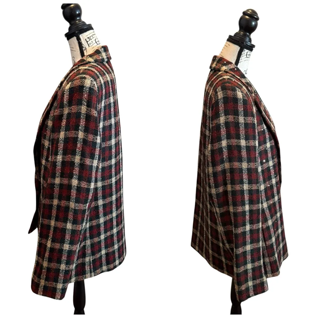 Vintage 80’s Criscione New York Blazer Jacket Plaid Red Green Size Large Bling - Image 4