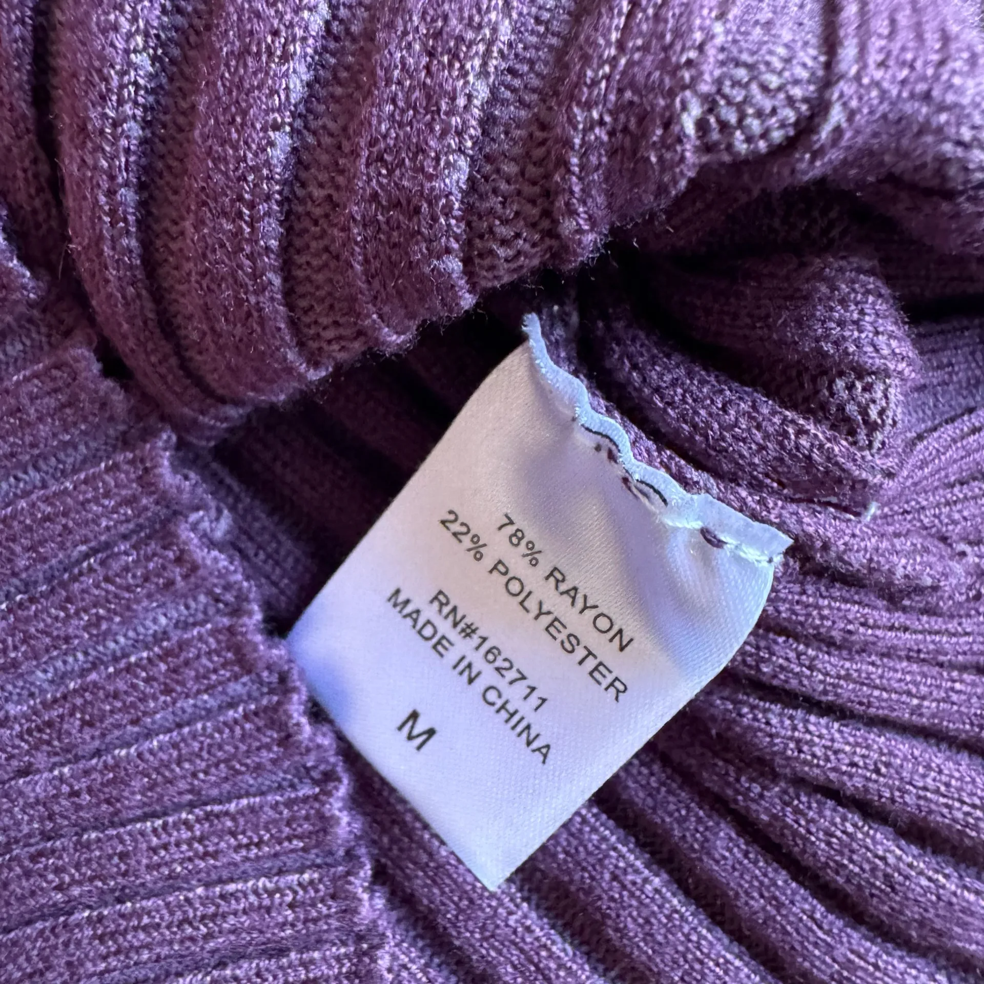 Dark Purple Flare Sleeve Mock Neck Sweater Size Medium - Image 5