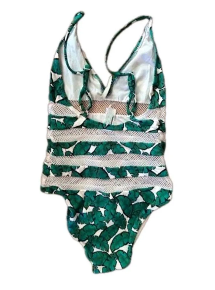 Asos Palm Tree Mesh One Piece Swim Suit - Image 3