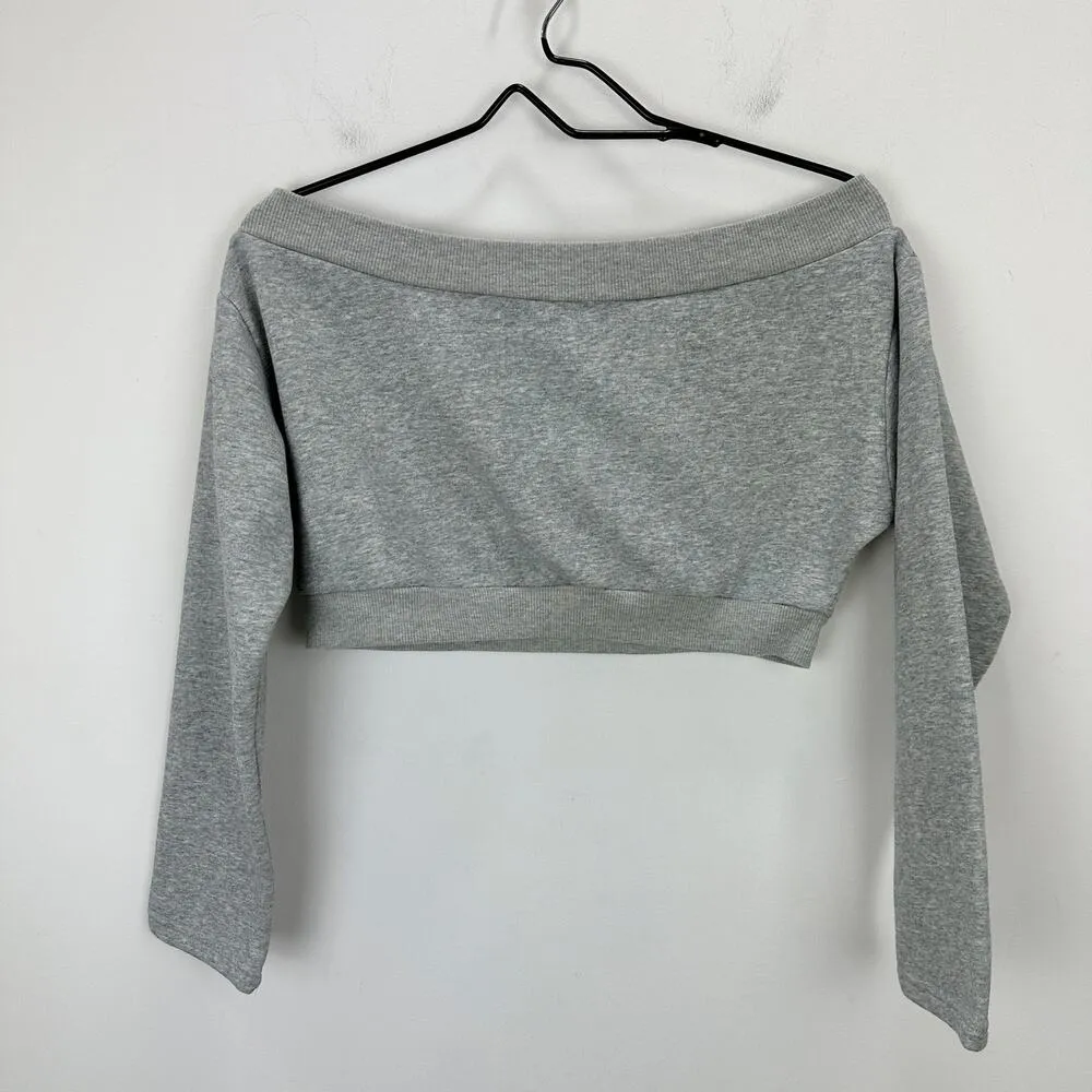 Majorelle Martine Sweater Sweatshirt Cropped Off Shoulder Balletcore Gray Small - Image 10