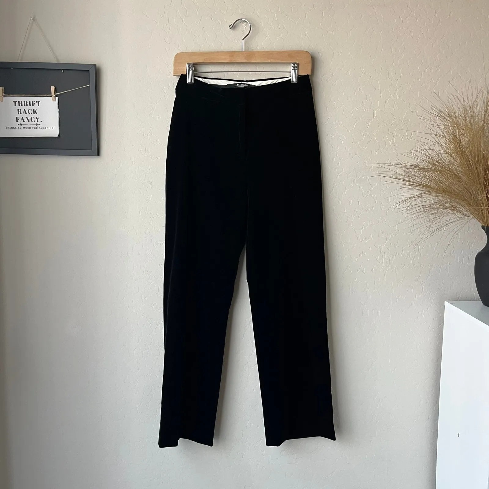 Weekend‎ MaxMara Black Velvet Wide Leg High Waist Trouser Pants Size 6 - Image 3