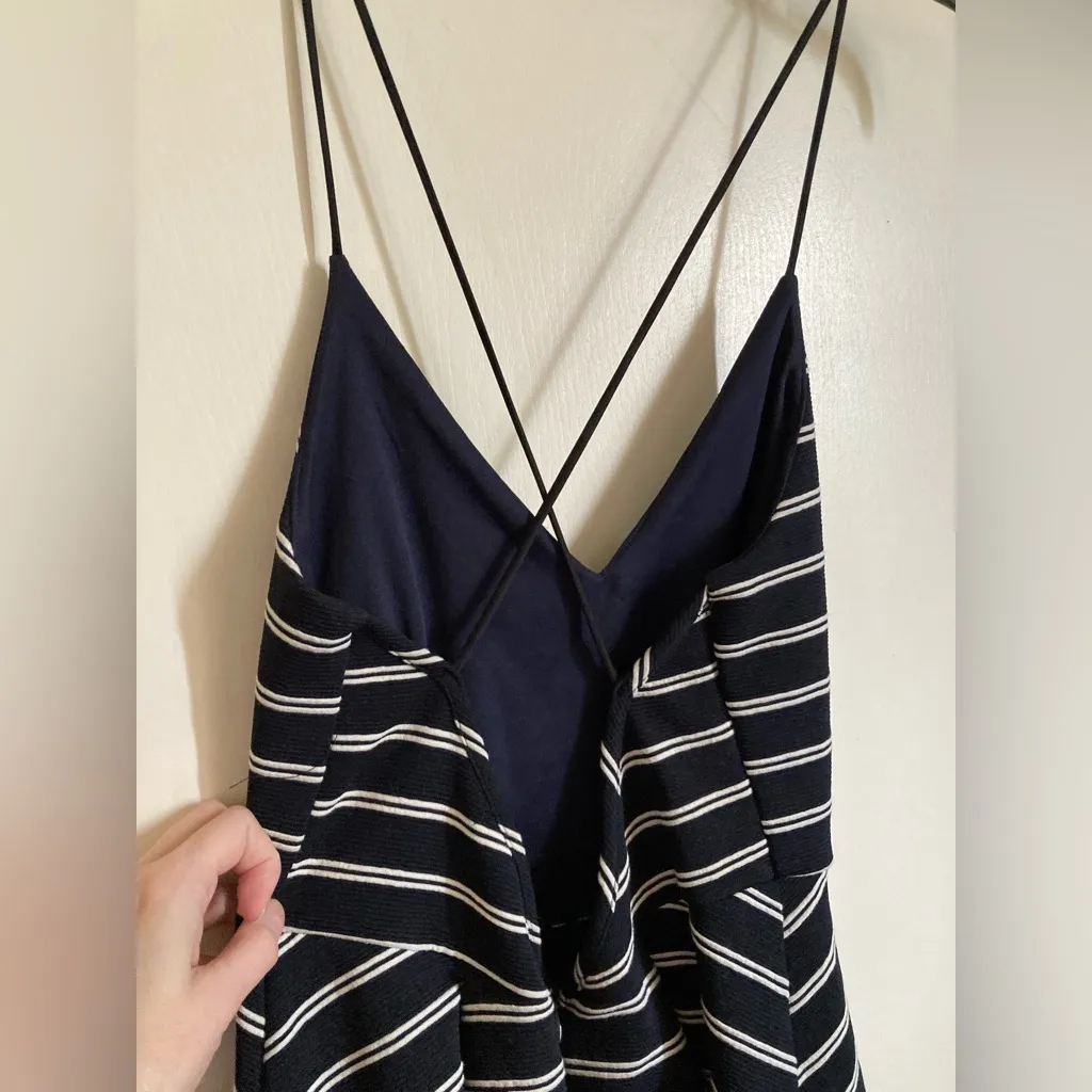🌞Papaya Black & White Striped Spaghetti Criss Cross Strap on Back Midi Dress #R - Image 5