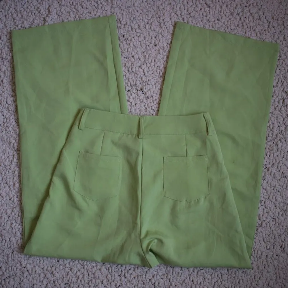 lime green high waisted wide leg pants medium - Image 4