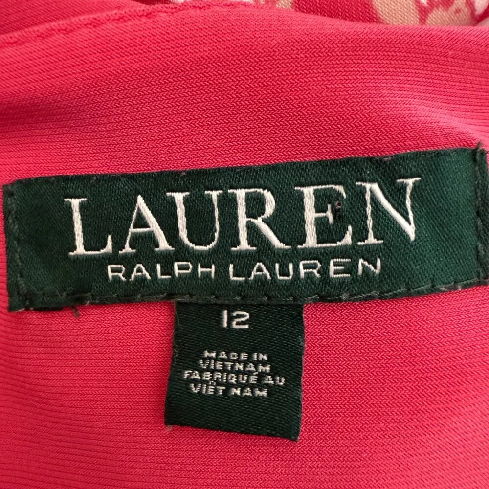 Lauren Ralph Lauren Sleeveless Floral Fit & Flare Midi Dress Womens 12 Pink Chic - Image 12