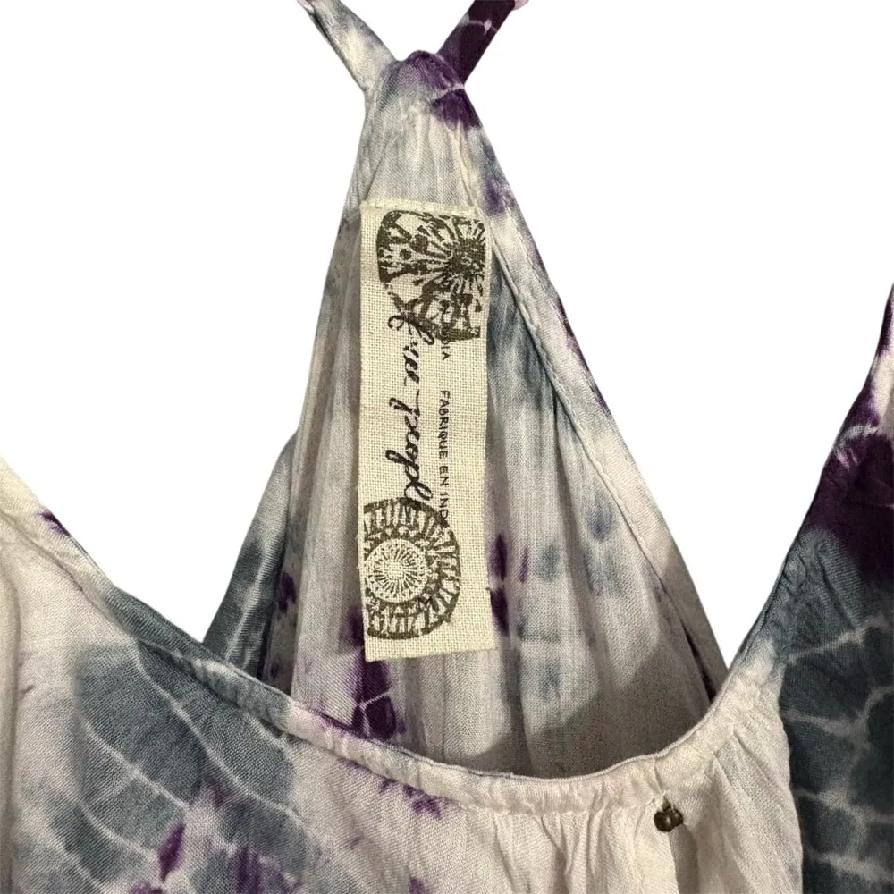Free People Purple and Cream Tie-Dye Ruffle Top | Flowy Boho Peplum Bohemian FP - Image 4