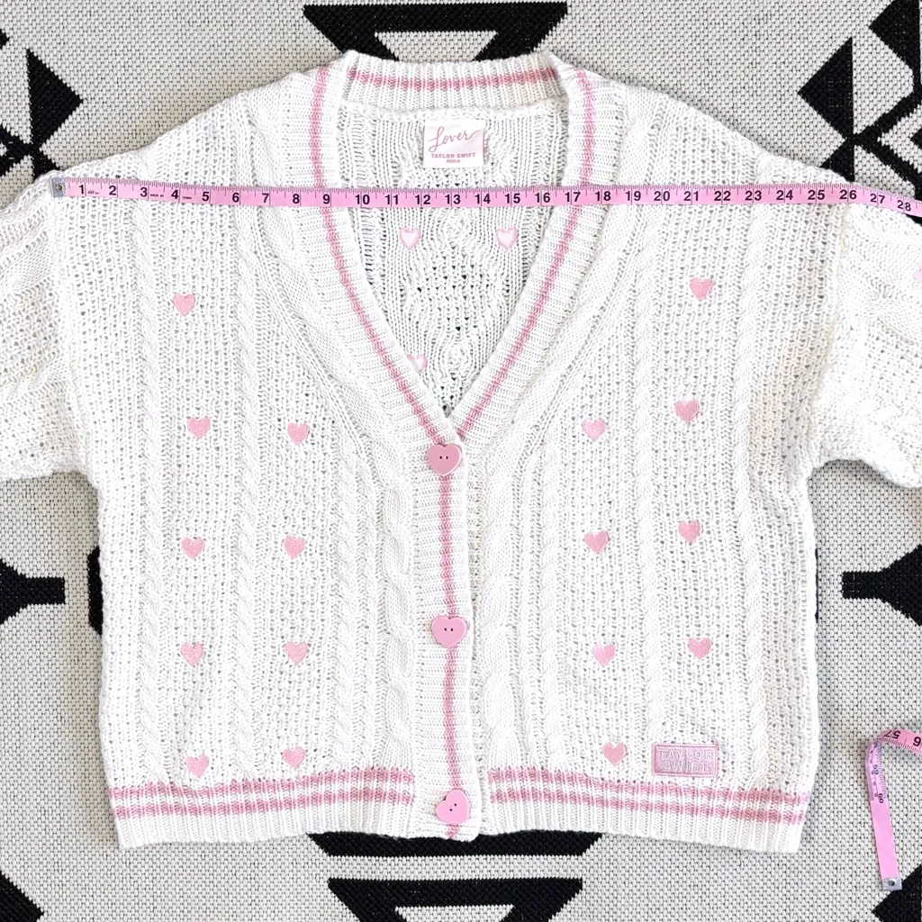 Taylor Swift Lover Album Heart Embroidered Cable Knit Cardigan M/L - Image 7
