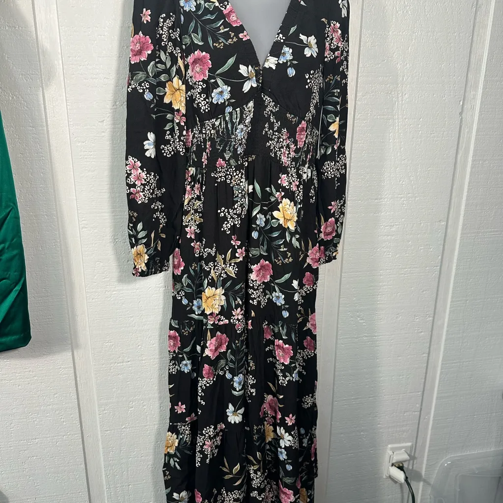 Hurley Juniors' Midnight Garden Midi Long Sleeve Dress Size XS NWT - Image 2