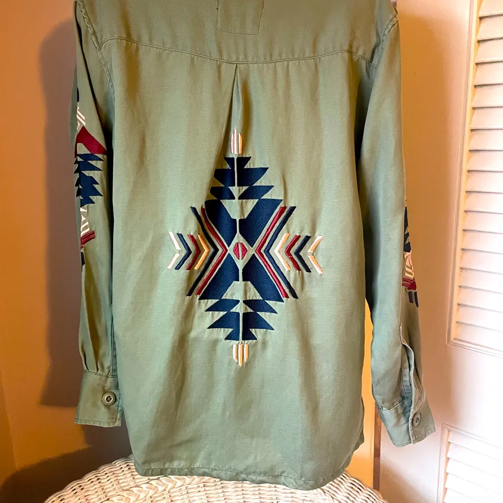 Rails Aztec Embroidered Shirt/‎ Jacket Top Size Extra Small - Image 4