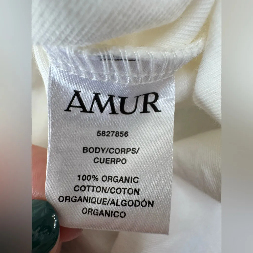 AMUR Oni Cropped Twist Front White Cotton Top Blouse XS $128 - Image 11