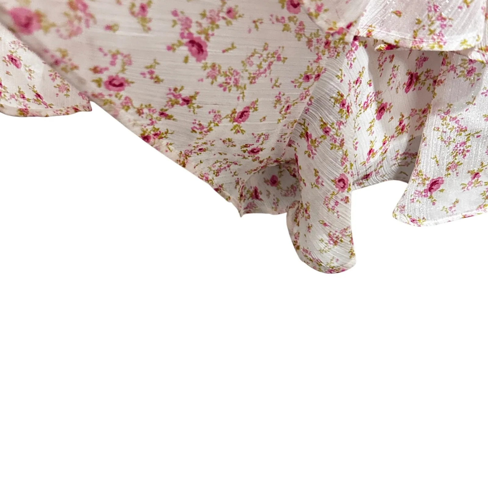 Alter'd State Women Babydoll Cottage Romper M Ivory Pink Floral Ruffle Romantic - Image 8