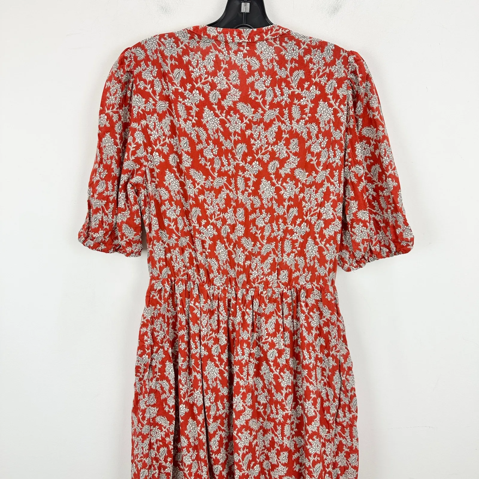 NEW Madewell Pintucked Puff Sleeve Midi Dress Floral Ground Madder Boho US 6 - Image 16