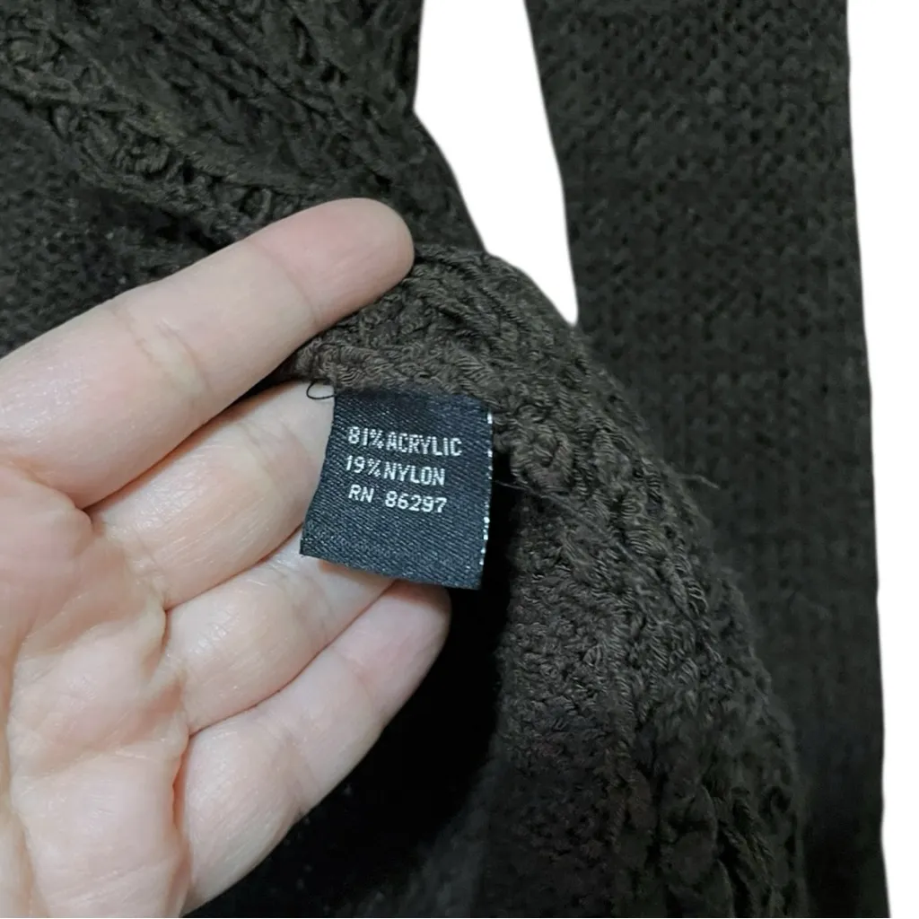 BCBGMaxazria Chocolate Brown Twist Front Split Hem Sweater Large best - Image 6