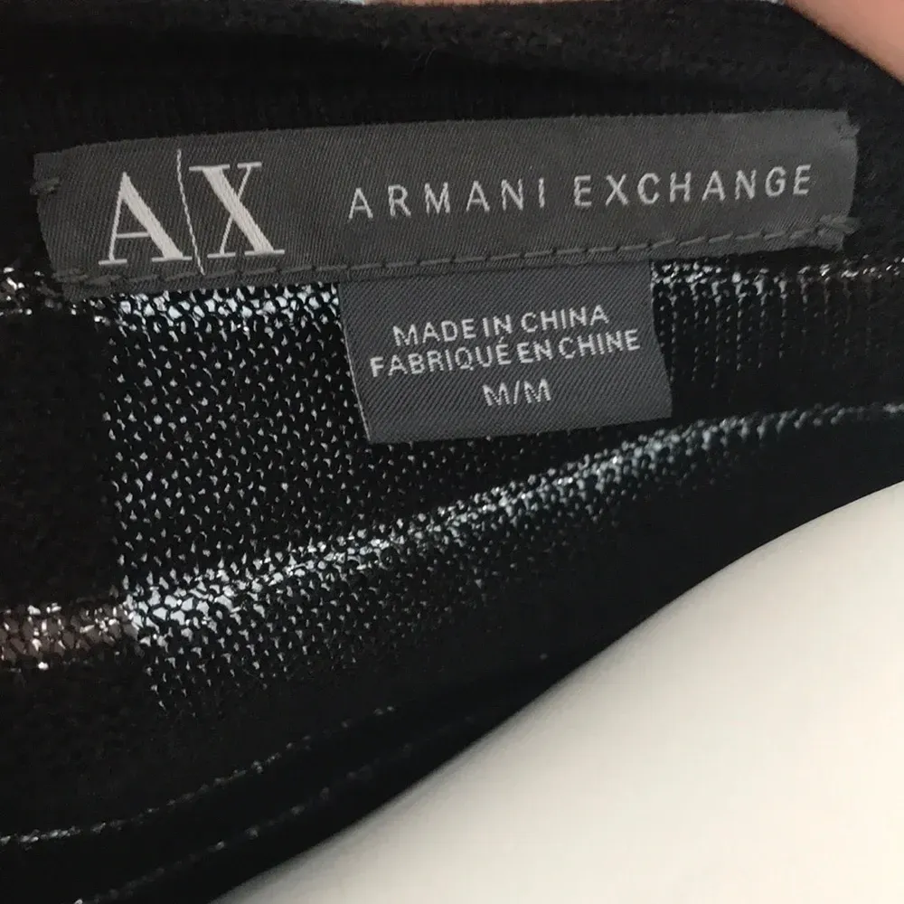 Armani Exchange Black Metallic Striped Sweater med - Image 5