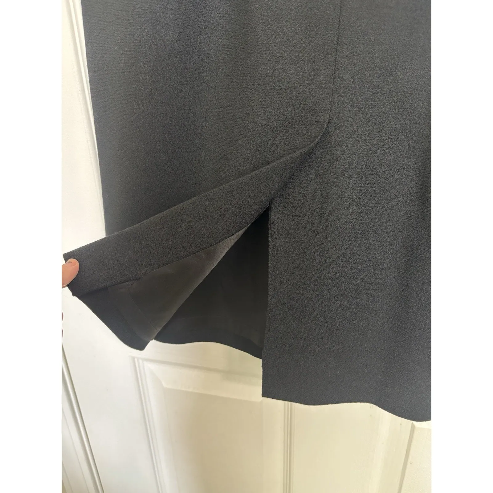 VTG 100% Worsted Wool Black Knee Length Pencil Skirt Size 10 Office Siren - Image 5