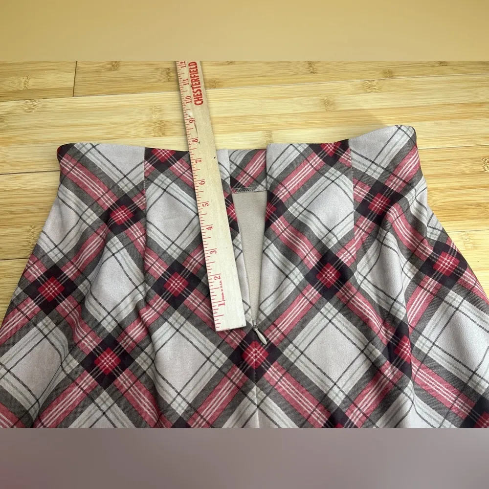Studio C womens schoolgirl academia Y2K Plaid Maxi Skirt W/back zip & slit|SZ:6 Red - Image 7
